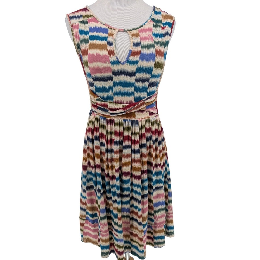 Maeve Anthropologie Sennebeck Fit and‎ Flare Dress XS Multicolor Ikat Artsy Boho